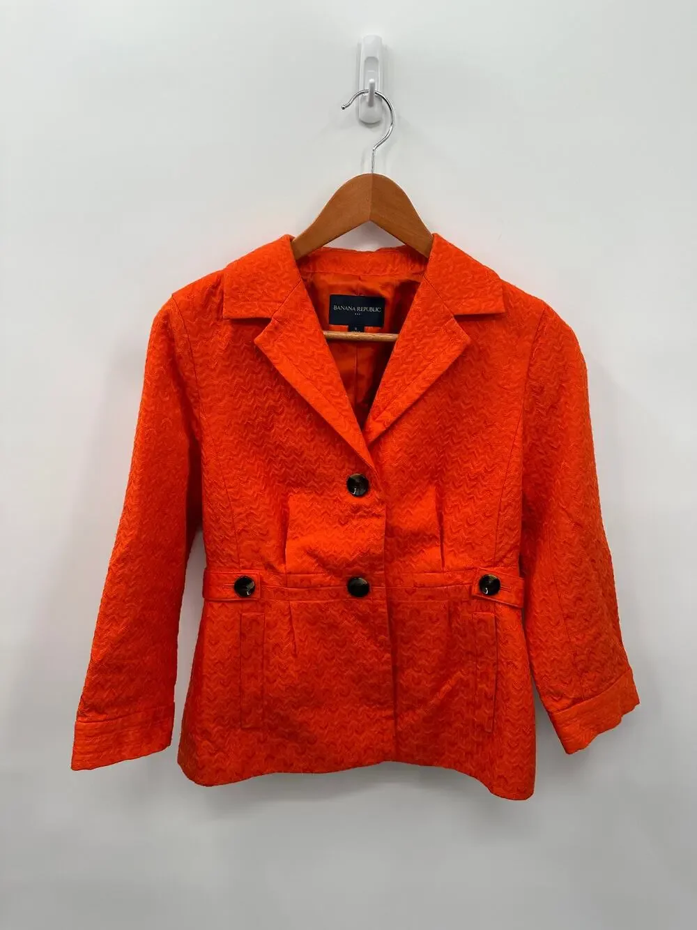 BANANA REPUBLIC Orange Textured Notched Collar Blazer // 8